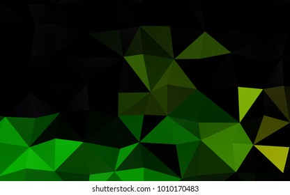 Dark Green, Yellow vector blurry triangle template. Triangular geometric sample with gradient.  A completely new template for your business design.