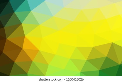 Dark Green, Yellow vector blurry hexagon blurry triangle. An elegant bright illustration with gradient. Triangular pattern for your business design.