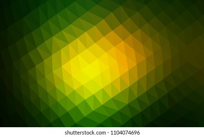 Dark Green, Yellow vector blurry hexagon pattern. Glitter abstract illustration with an elegant design. The polygonal design can be used for your web site.