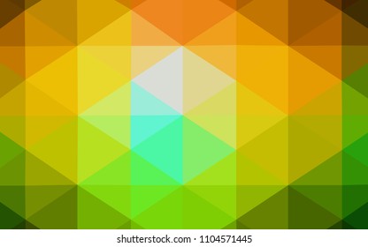 Dark Green, Yellow vector blurry triangle pattern. Triangular geometric sample with gradient.  That new template can be used for your brand book.