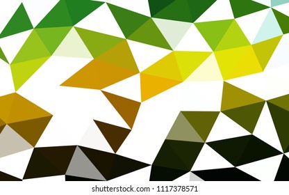 Dark Green, Yellow vector blurry hexagon blurry triangle. Creative illustration in halftone style with gradient. Brand new design for your business.