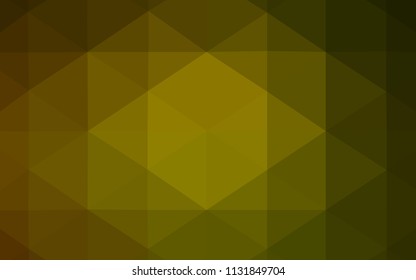 Dark Green, Yellow vector blurry triangle template. Triangular geometric sample with gradient.  The best triangular design for your business.