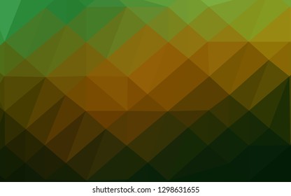 Dark Green, Yellow vector blurry triangle pattern. A sample with polygonal shapes. Elegant pattern for a brand book.