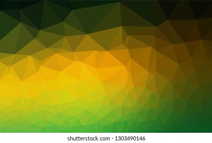 Dark Green, Yellow vector blurry hexagon pattern. Glitter abstract illustration with an elegant design. Triangular pattern for your business design.