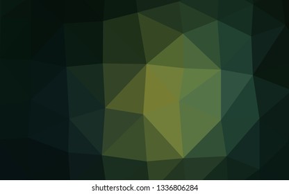 Dark Green, Yellow vector blurry triangle pattern. A vague abstract illustration with gradient. Brand new style for your business design.