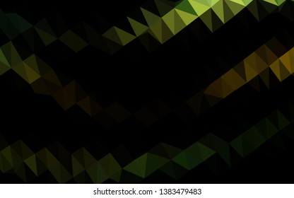 Dark Green, Yellow vector blurry triangle pattern. Triangular geometric sample with gradient.  New texture for your design.
