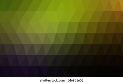 Dark Green Yellow vector blurry triangle background design. Geometric background in Origami style with gradient. 