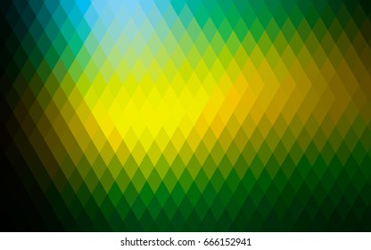 Dark Green, Yellow vector blurry rectangular background. Geometric background in square style with gradient. The pattern can be used for brand-new background.