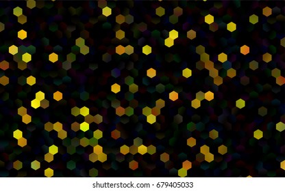 Dark Green, Yellow vector blurry hexagon background design. Geometric background in Origami style with gradient. 