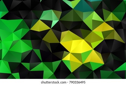 Dark Green, Yellow vector blurry triangle background. Geometric illustration in Origami style with gradient.  The textured pattern can be used for background.