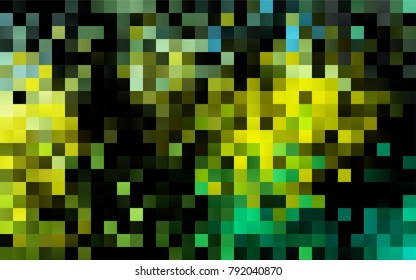 Dark Green, Yellow vector blurry rectangular background. Geometric background in square style with gradient. The pattern can be used for brand-new background.