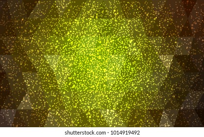 Dark Green, Yellow vector christmas postcard low polygon background. Illustration consisting of triangles. Abstract triangular polygonal origami or crystal design of New Year celebration.