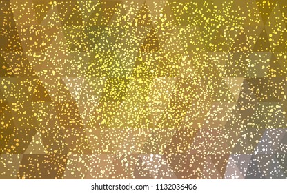 Dark Green, Yellow vector christmas postcard low polygon background. Illustration consisting of triangles. Abstract triangular polygonal origami or crystal design of New Year celebration.