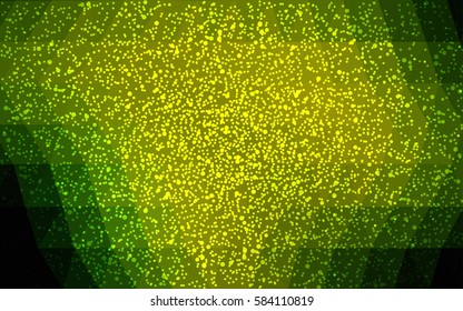 Dark Green, Yellow vector christmas polygon background. Low poly Illustration consisting of triangles with snowflakes. Texture background of New Year celebration.