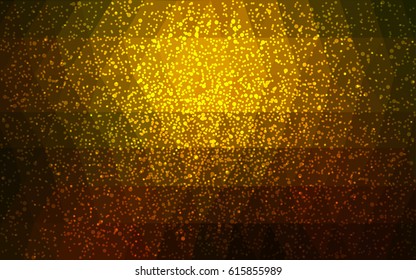 Dark Green, Yellow vector christmas postcard low polygon background. Illustration consisting of triangles. Abstract triangular polygonal origami or crystal design of New Year celebration.