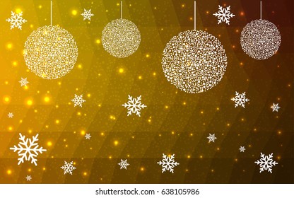 Dark Green Yellow vector christmas postcard low polygon background. Illustration consisting of triangles. Abstract triangular polygonal origami or crystal design of New Year celebration.