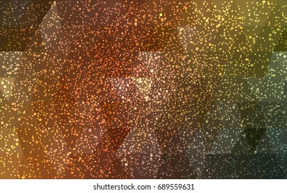 Dark Green, Yellow vector christmas polygon background. Low poly Illustration consisting of triangles with snowflakes. Texture background of New Year celebration.