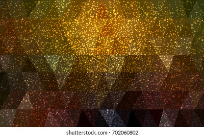 Dark Green, Yellow vector christmas postcard low polygon background. Illustration consisting of triangles. Abstract triangular polygonal origami or crystal design of New Year celebration.