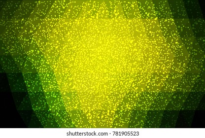 Dark Green, Yellow vector christmas polygon background. Low poly Illustration consisting of triangles with snowflakes. Texture background of New Year celebration.