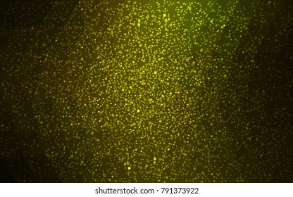 Dark Green, Yellow vector christmas polygon background. Low poly Illustration consisting of triangles with snowflakes. Texture background of New Year celebration.