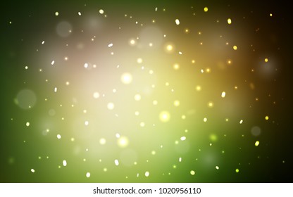 Dark Green, Yellow vector cover with beautiful snowflakes. Blurred decorative design in xmas style with snow. The pattern can be used for year new  websites.