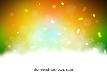 Dark Green, Yellow vector cover with beautiful snowflakes. Glitter abstract illustration with crystals of ice. The pattern can be used for year new  websites.