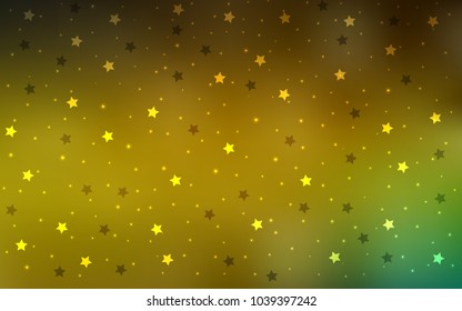 Dark Green, Yellow vector cover with small and big stars. Modern geometrical abstract illustration with stars. The pattern can be used for wrapping gifts.