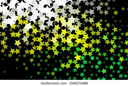 Dark Green, Yellow vector cover with small and big stars. Modern geometrical abstract illustration with stars. Best design for your ad, poster, banner.