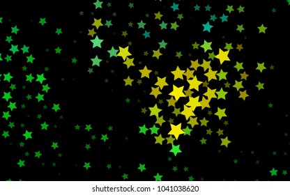 Dark Green, Yellow vector cover with small and big stars. Modern geometrical abstract illustration with stars. The template can be used as a background.