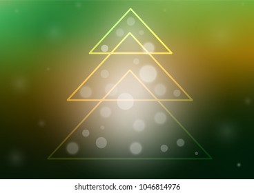 Dark Green, Yellow vector cover with a xmas tree. Decorative shining illustration with xmas tree on abstract template. The pattern can be used for new year leaflets.