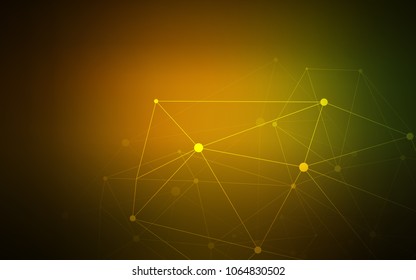 Dark Green, Yellow vector cover with spots, lines. Modern abstract colorful illustration with spheres and lines. Pattern can be used as texture of wallpapers.