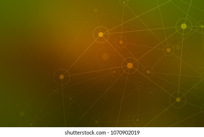 Dark Green, Yellow vector cover with spots, lines. Design with connection of dots and lines on colorful background. Pattern can be used for beautiful websites.