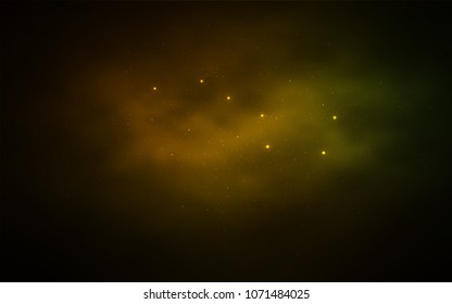 Dark Green, Yellow vector cover with astronomical stars. Space stars on blurred abstract background with gradient. Pattern for futuristic ad, booklets.