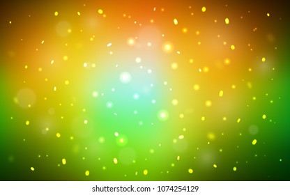 Dark Green, Yellow vector cover with beautiful snowflakes. Glitter abstract illustration with crystals of ice. New year design for your business advert.
