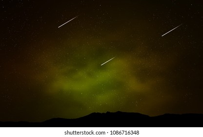 Dark Green, Yellow vector cover with astronomical stars. Shining colored illustration with bright astronomical stars. Template for cosmic backgrounds.