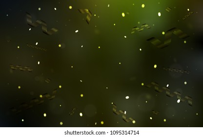 Dark Green, Yellow vector cover with happy holiday ribbons. Decorative shining illustration with ribbons on abstract template. The template can be used as a background for postcards.