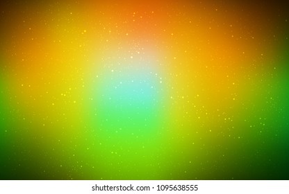 Dark Green, Yellow vector cover with astronomical stars. Shining colored illustration with bright astronomical stars. Template for cosmic backgrounds.