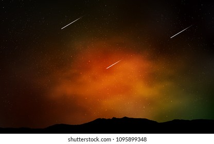 Dark Green, Yellow vector cover with astronomical stars. Shining colored illustration with bright astronomical stars. Pattern for futuristic ad, booklets.