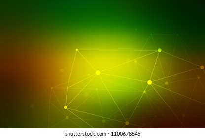Dark Green, Yellow vector cover with spots, lines. Decorative design in abstract style with triangle structure. Completely new template for your brand book.