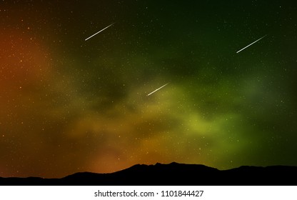 Dark Green, Yellow vector cover with astronomical stars. Blurred decorative design in simple style with galaxy stars. Pattern for futuristic ad, booklets.