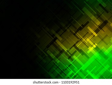 Dark Green, Yellow vector cover with long lines. Shining colored illustration with narrow lines. The template can be used as a background.