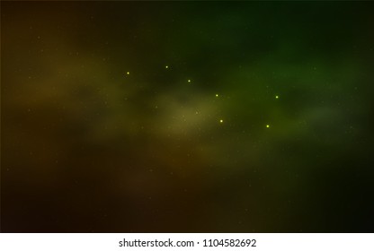 Dark Green, Yellow vector cover with astronomical stars. Blurred decorative design in simple style with galaxy stars. Pattern for astrology websites.