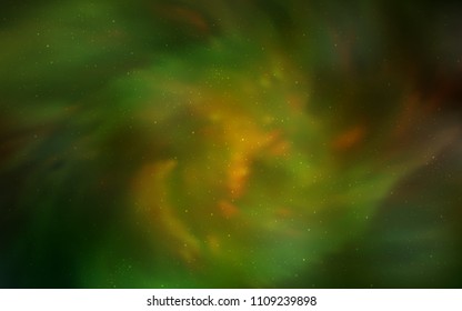 Dark Green, Yellow vector cover with astronomical stars. Shining colored illustration with bright astronomical stars. Smart design for your business advert.