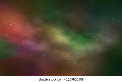 Dark Green, Yellow vector cover with astronomical stars. Space stars on blurred abstract background with gradient. Best design for your ad, poster, banner.