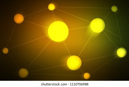 Dark Green, Yellow vector cover with spots, lines. Design with connection of dots and lines on colorful background. New design for ad, poster, banner of your website.