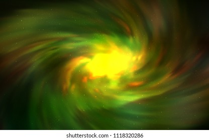 Dark Green, Yellow vector cover with astronomical stars. Space stars on blurred abstract background with gradient. Best design for your ad, poster, banner.