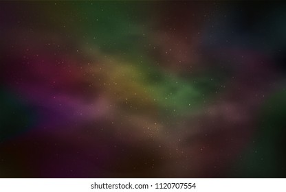 Dark Green, Yellow vector cover with astronomical stars. Shining colored illustration with bright astronomical stars. Best design for your ad, poster, banner.