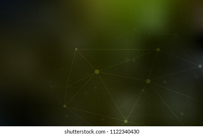 Dark Green, Yellow vector cover with spots, lines. Glitter abstract illustration with connection of triangle structure. Pattern can be used for beautiful websites.