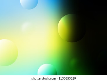Dark Green, Yellow vector cover with spots. Illustration with set of shining colorful abstract circles. Beautiful design for your business natural advert.