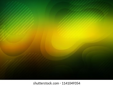 Dark Green, Yellow vector cover with long lines. Decorative shining illustration with lines on abstract template. Smart design for your business advert.